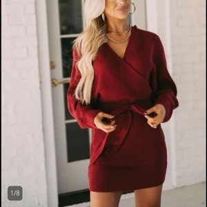 red / crimson sweater dress